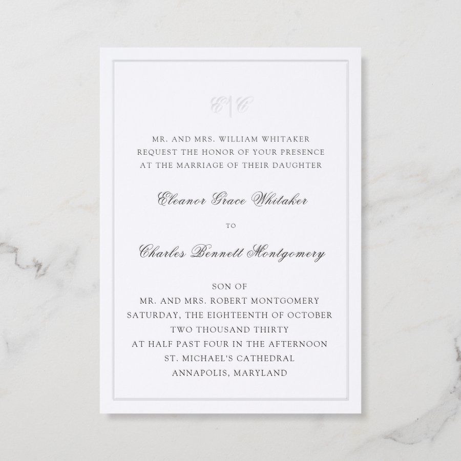 Legacy Collection | Traditional Monogram Wedding Letterpress Invitation