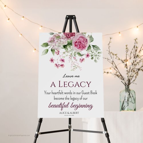 Legacy of Love Wedding Guest Book Foam Board Sign 