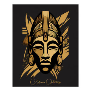 Legacy & Pride African Mask Art - Black History Poster