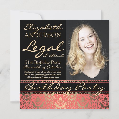 Legal and Blond 21st Birthday Party Announcement