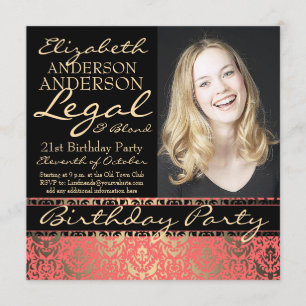 Legal and Blond Elegant and Funny Birthday Party Invitation