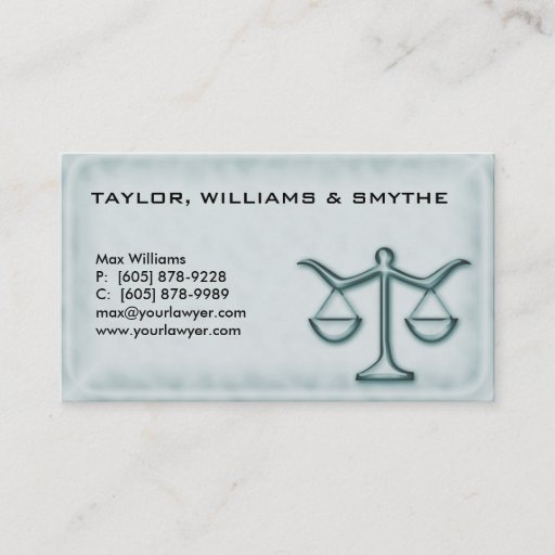 Customizable Legal Attorney Business Card Green