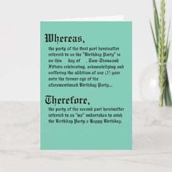Legal Contract Birthday Card by Joslyn1986 at Zazzle