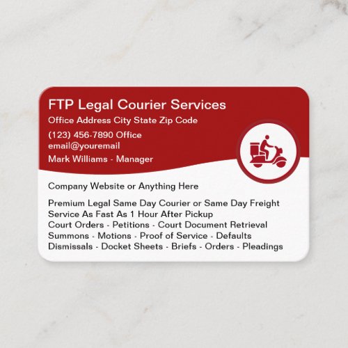 Legal Courier Services Business Cards