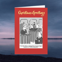 Legal Courtroom Cartoon with QR Code Christmas Holiday Card