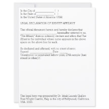 Legal Declaration of Identification Affidavit