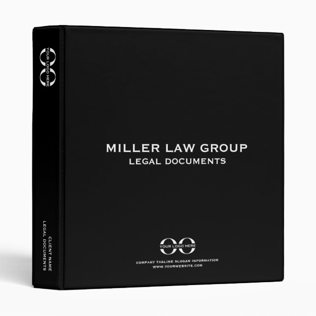 Legal Documents Binder with Logo | Black (Front/Spine)