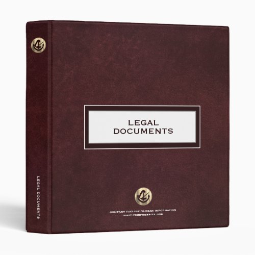 Legal Documents Gold Logo Oxblood Leather 3 Ring Binder