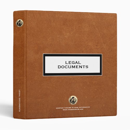 Legal Documents Gold Logo Sable Leather 3 Ring Binder