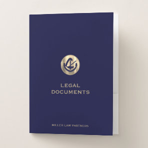 Legal Documents in Navy with Gold Logo Pocket Folder