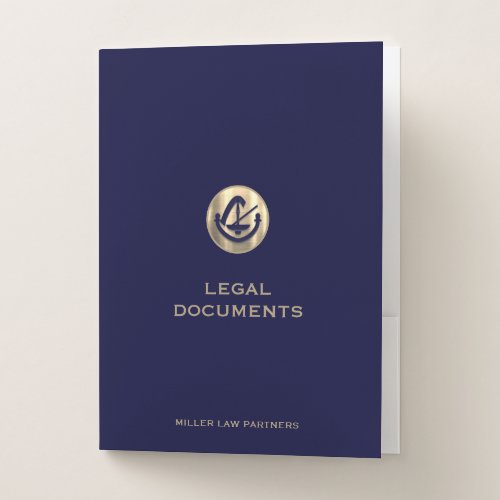 Legal Documents in Navy with Gold Logo Pocket Folder