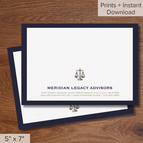 Legal Justice Scale Logo Business Note Cards