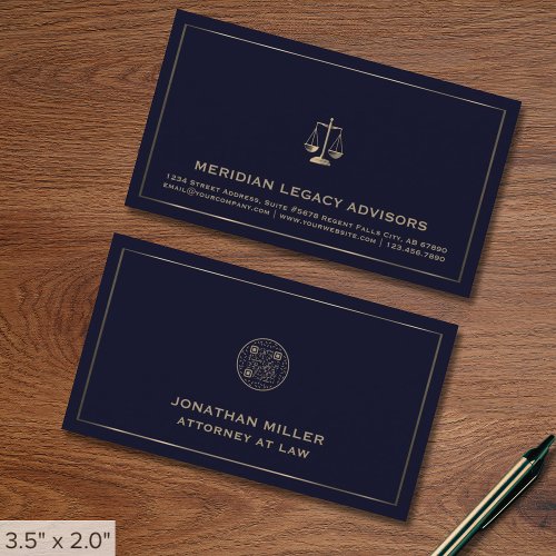 Legal Justice Scale Logo QR Code Business Card