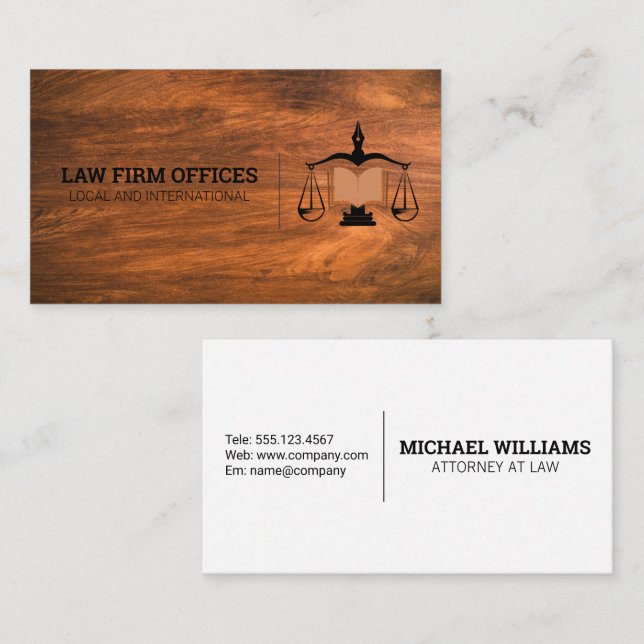 Legal Law Logo | Wood Grain Business Card (Front/Back)