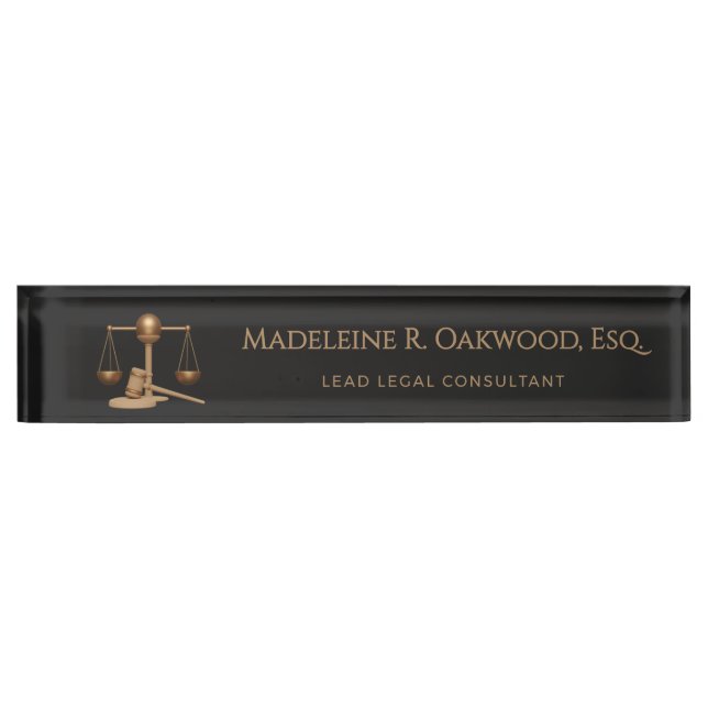 Legal Law Office Firm Attorney  Desk Name Plate (Front)