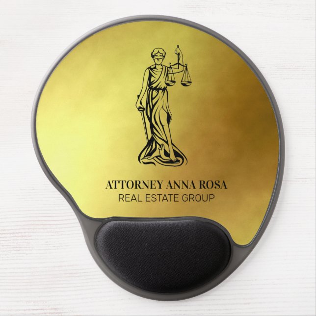 *~* Legal Lawyer AP15 Attorney Blind Justice Gold Gel Mouse Pad (Front)