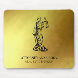 *~* Legal Lawyer AP15 Attorney Blind Justice Gold Mouse Pad