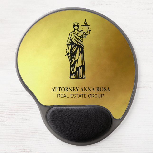 *~* Legal Lawyer AP15 Attorney Justice Gold Blind Gel Mouse Pad (Front)