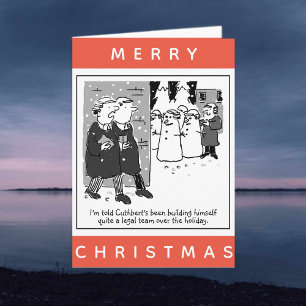 Legal Lawyers And Snowmen Cartoon Christmas Card