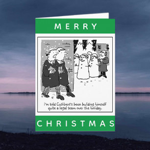 Legal Lawyers And Snowmen Cartoon Christmas Card