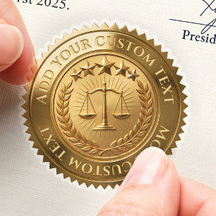 Legal Notary Scales Of Justice Custom 3D Foil Gold Sticker