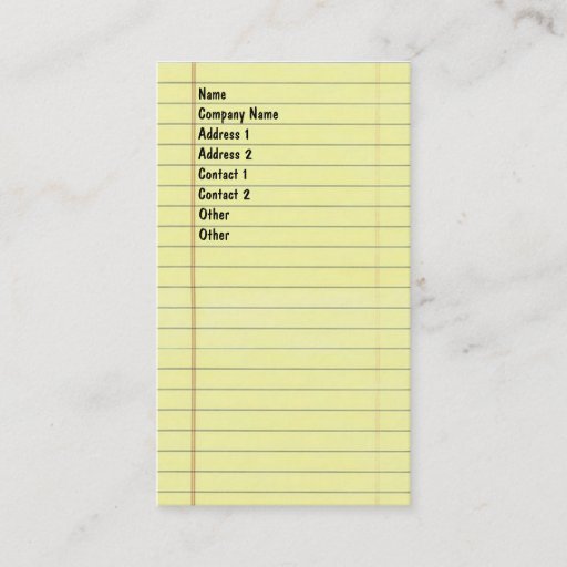 Customizable Legal Notepad Business Card Templates