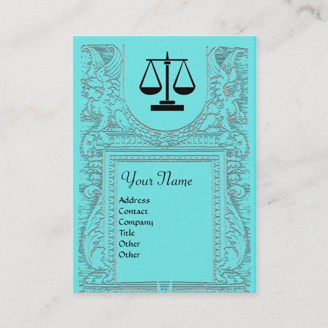 LEGAL OFFICE, ATTORNEY 2 Monogram,blue Business Card (Front)