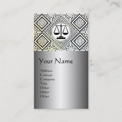 LEGAL OFFICEATTORNEY DAMASK Black Silver Platinum Business Card