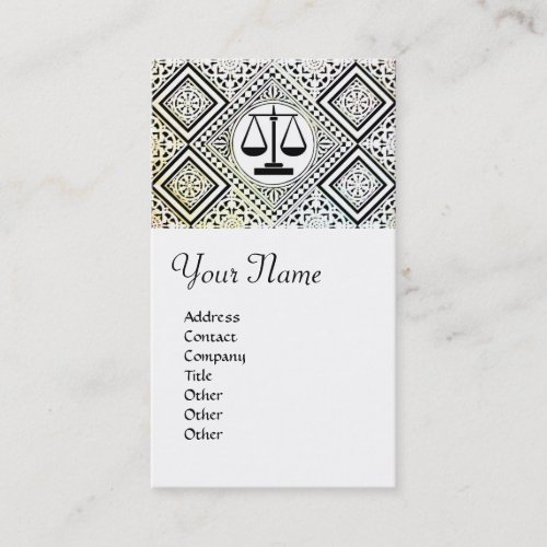 LEGAL OFFICE ATTORNEY DAMASK Black White Business Card