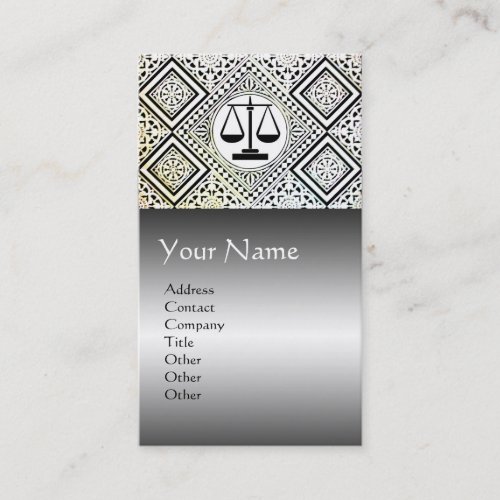 LEGAL OFFICEATTORNEY DAMASK Black White Grey Business Card