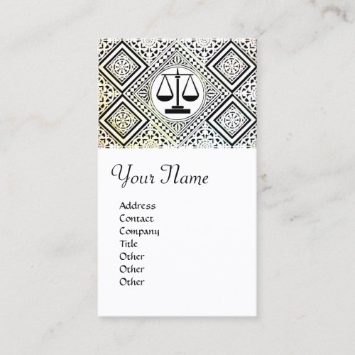 LEGAL OFFICE ATTORNEY DAMASK monogram Black White Business Card