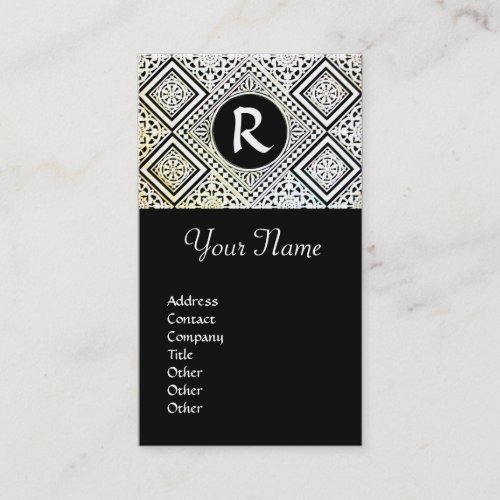 LEGAL OFFICE ATTORNEY DAMASK Monogram Business Card