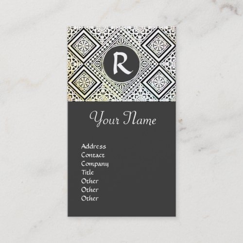LEGAL OFFICE ATTORNEY DAMASK Monogram grey Business Card
