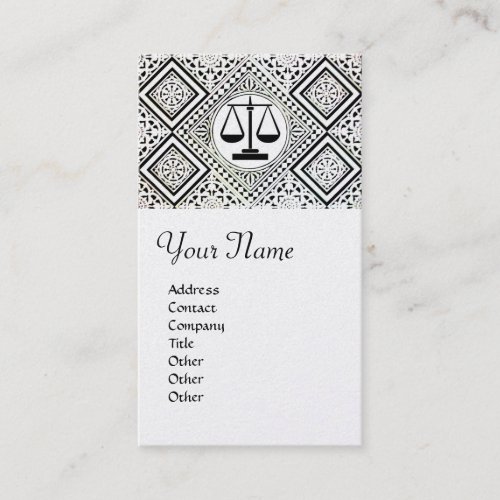 LEGAL OFFICE ATTORNEY DAMASK pearl paper Business Card