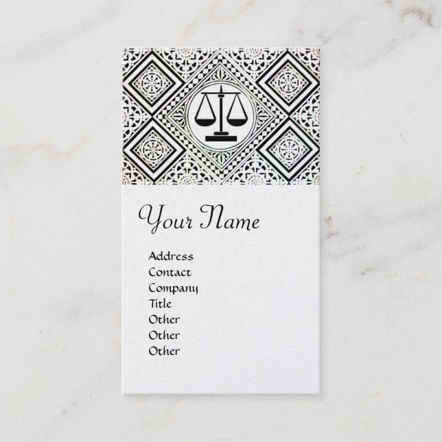 LEGAL OFFICE, ATTORNEY DAMASK pearl paper Business Card (Front)