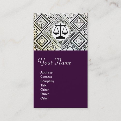 LEGAL OFFICE ATTORNEY DAMASK purple Business Card