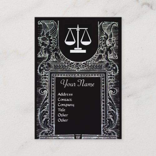LEGAL OFFICE ATTORNEY Monogram Black White Pearl Business Card