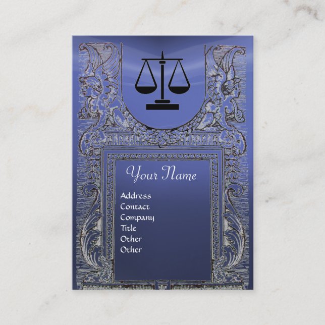 LEGAL OFFICE, ATTORNEY Monogram ,blue Business Card (Front)