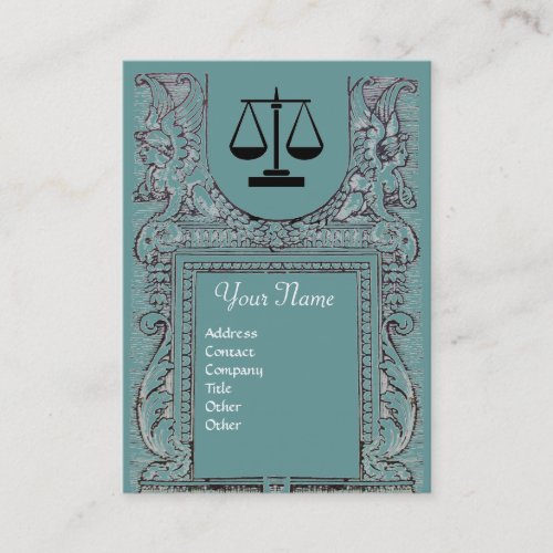 LEGAL OFFICE ATTORNEY Monogram blue grey Business Card