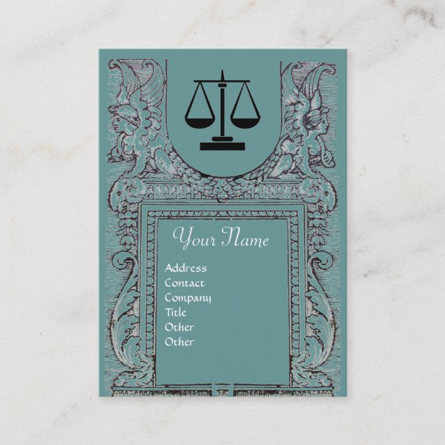 LEGAL OFFICE, ATTORNEY Monogram, blue grey Business Card (Front)