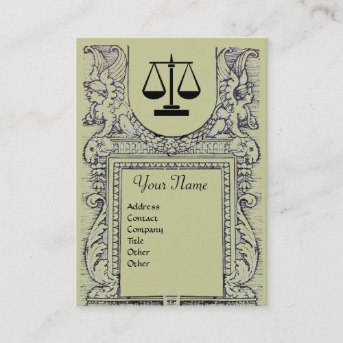 LEGAL OFFICE ATTORNEY Monogram green grey Business Card
