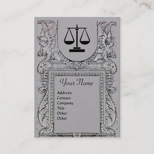 LEGAL OFFICE, ATTORNEY Monogram Grey Paper Business Card (Front)