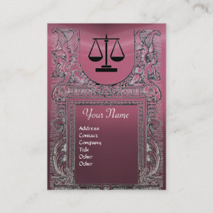LEGAL OFFICE, ATTORNEY Monogram ,pink purple Business Card