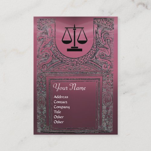 LEGAL OFFICE ATTORNEY Monogram  pink purple Business Card
