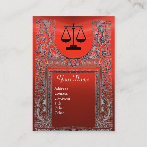 LEGAL OFFICE ATTORNEY Monogram red Business Card