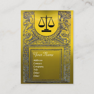 LEGAL OFFICE, ATTORNEY Monogram yellow Business Card