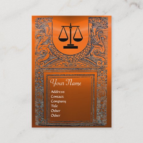 LEGAL OFFICE ATTORNEY Monogram yellow orange Business Card