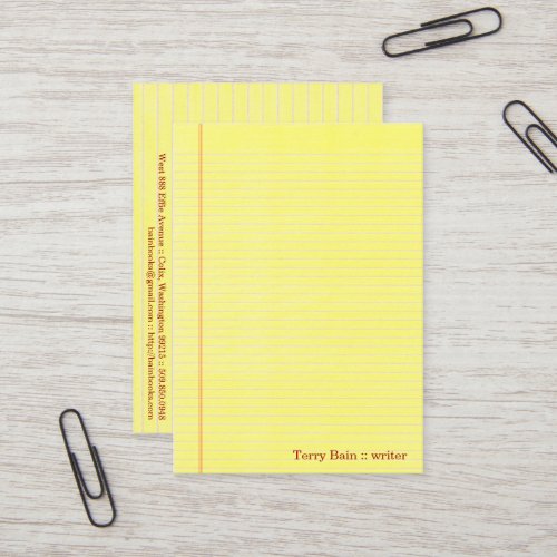 Legal Pad Business Card Templates