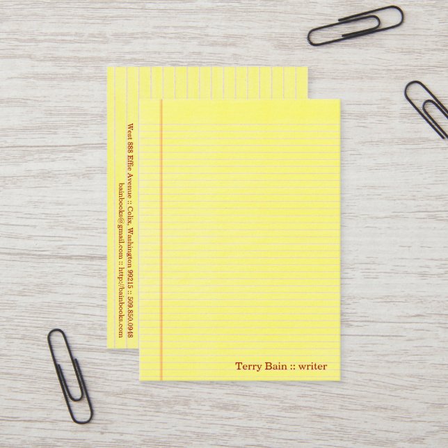 Legal Pad Business Card (Front/Back In Situ)