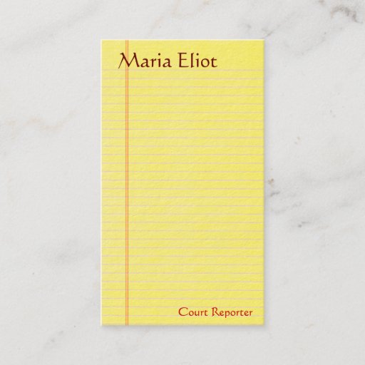 Customizable Legal Pad Business Cards